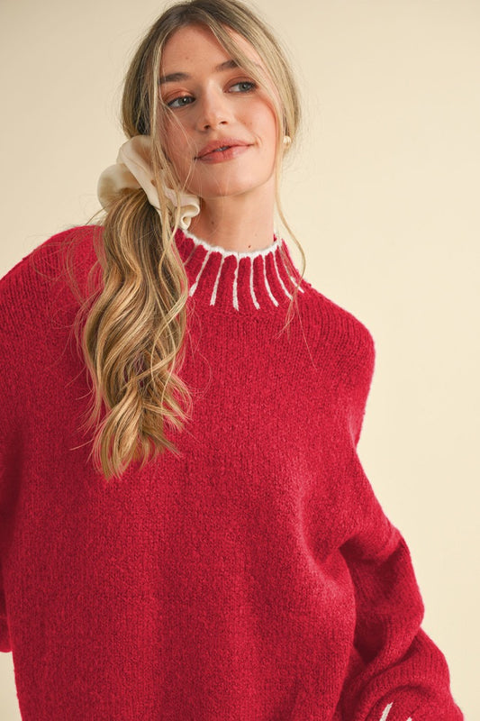 Oversize mock neck pullover