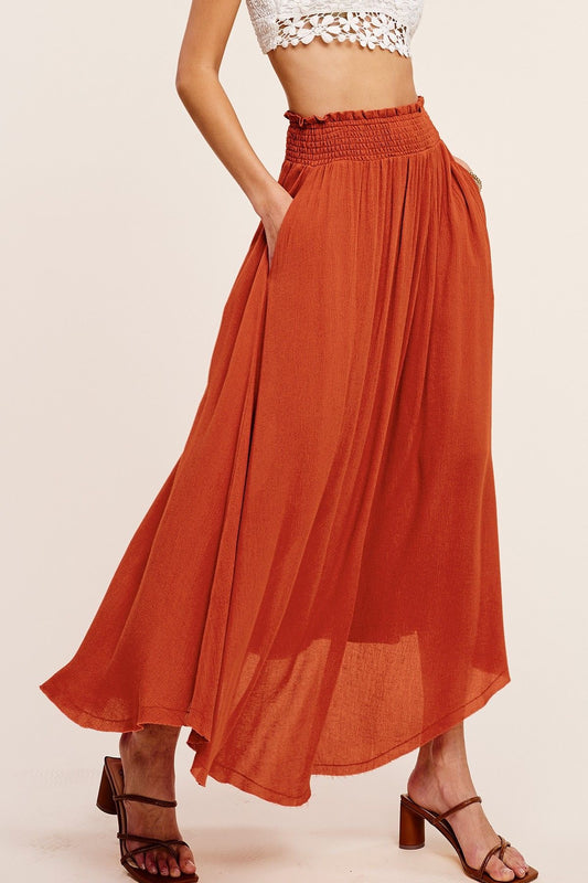 High-rise waistband maxi skirt