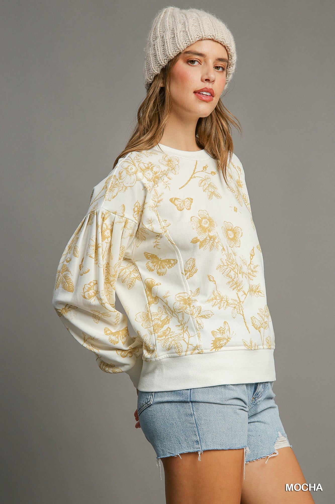 Floral Print Terry Sweatshirt