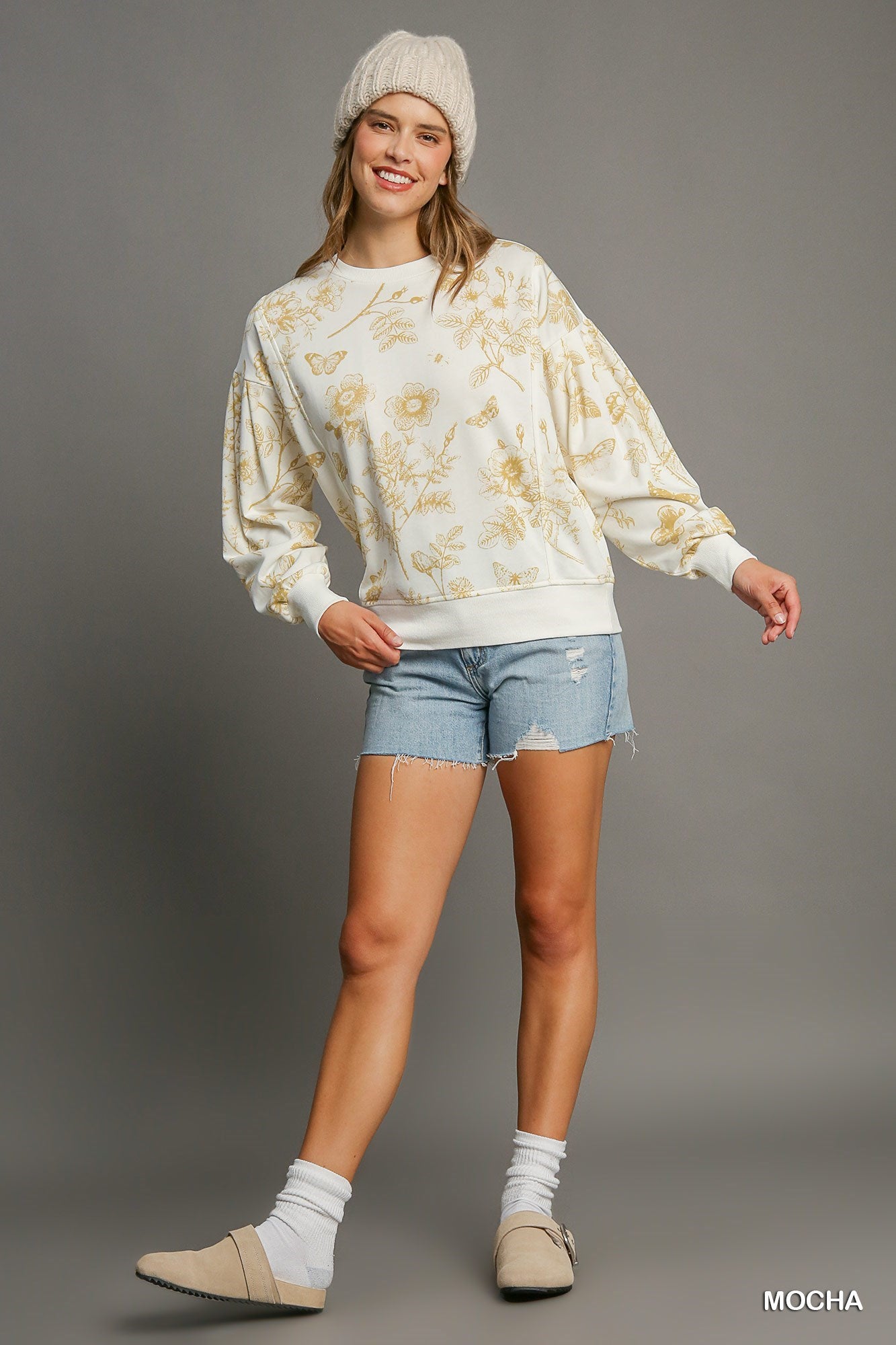 Floral Print Terry Sweatshirt